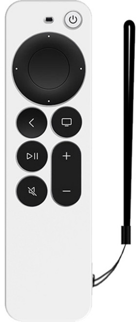 GRAYCO 2021 애플 TV 4K 6세대 리모컨 컬러 풀커버 케이스 BLACK + 손목 스트랩, WHITE, 1개