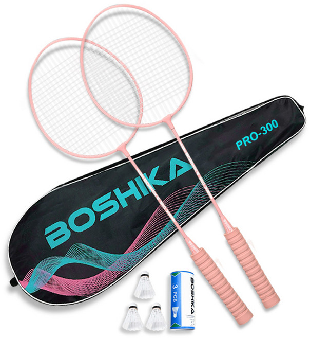 배곧인터내셔널 보시카 배드민턴 라켓 2p + 셔틀콕 3p + 가방 세트, PRO300(PK), 1세트