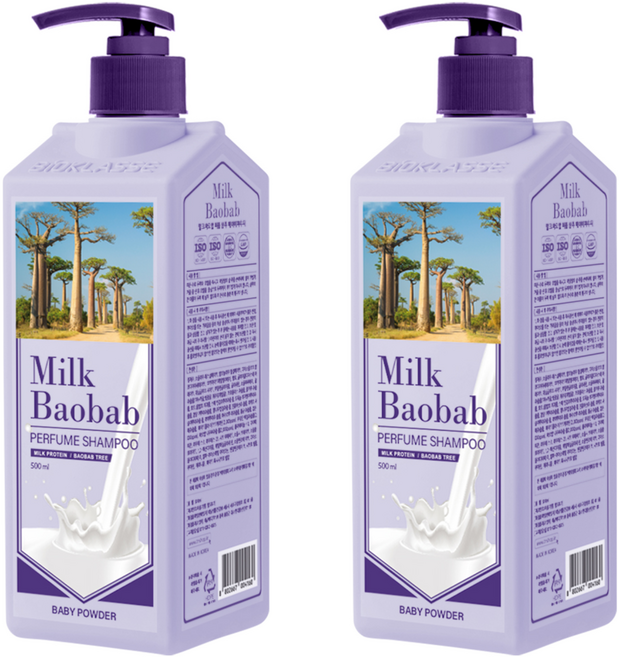 밀크바오밥 퍼퓸샴푸 베이비파우더향, 500ml, 2개