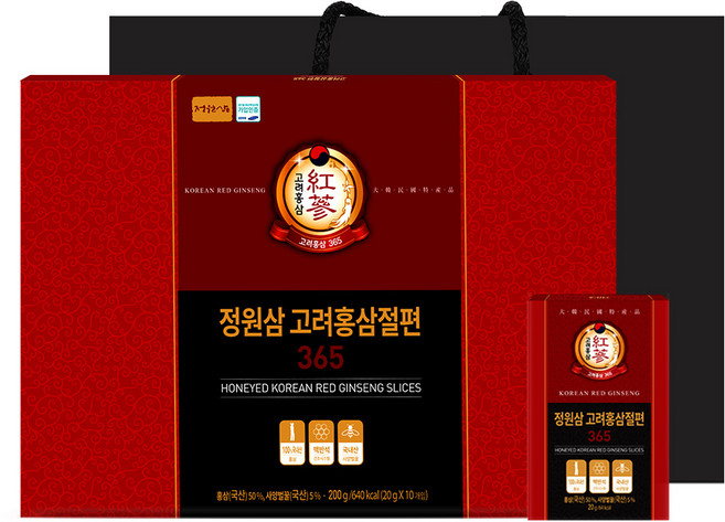 정원삼 고려홍삼절편365 + 쇼핑백, 10회분, 1박스