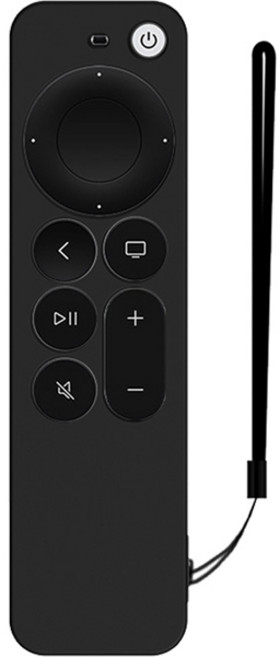 GRAYCO 2021 애플 TV 4K 6세대 리모컨 컬러 풀커버 케이스 BLACK + 손목 스트랩, 1개