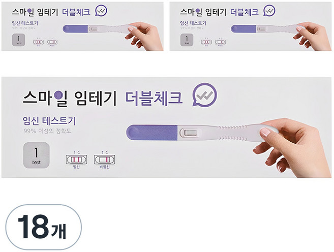 스마일 더블체크 임신테스트기, 1개입, 18개