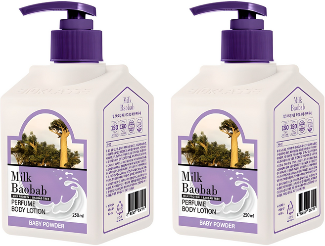 밀크바오밥 퍼퓸 바디로션 베이비파우더, 250ml, 2개
