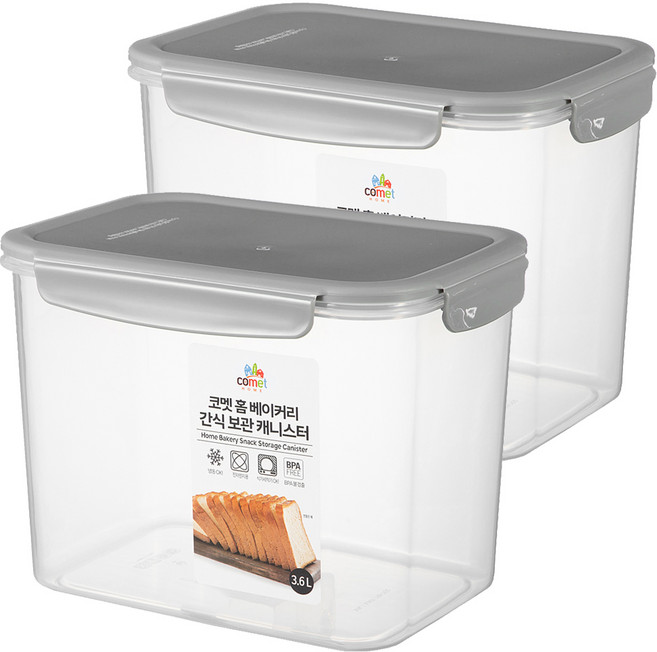 코멧 홈 국내생산 베이커리 간식 보관 캐니스터 2개 세트