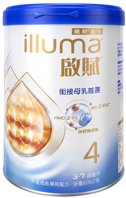 illuma 啟賦 幼童成長專用配方奶粉 4號 HMO 3~7歲, 800g, 1罐, 1罐