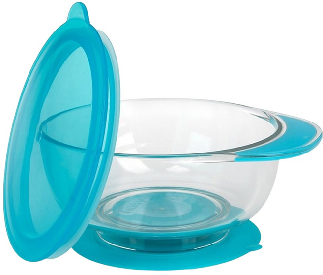 Nuby Tritan 吸盤碗, 藍色, 1個