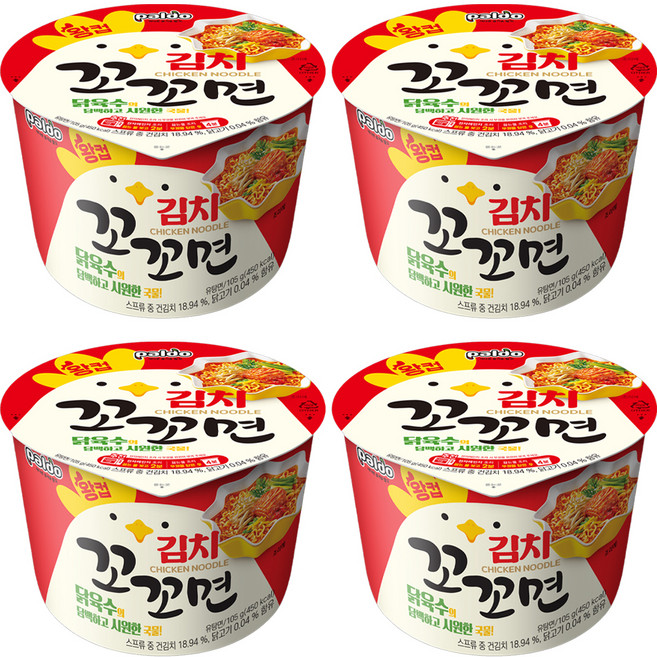 팔도 김치꼬꼬면 왕컵 105g, 4개