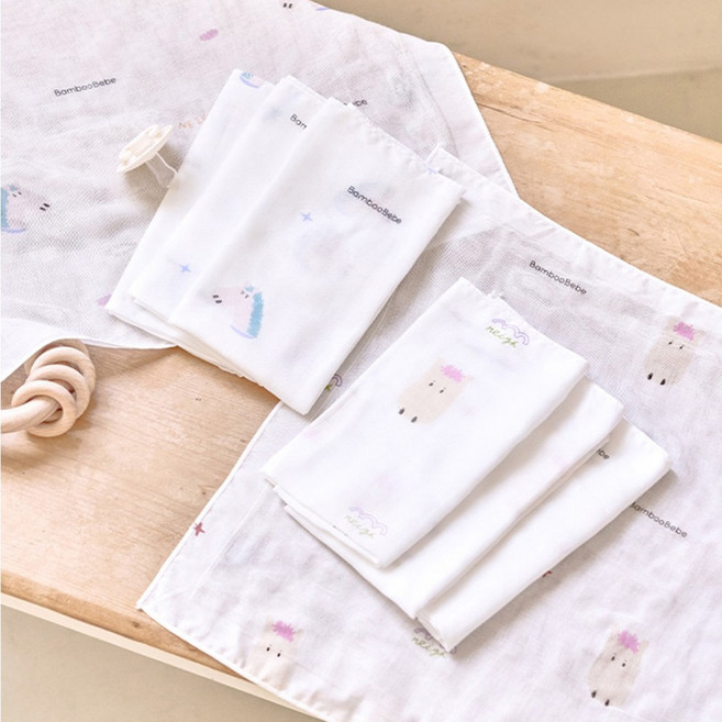 밤부베베 시그니처 거즈손수건 2종 x 3p 세트 행복한말랑이