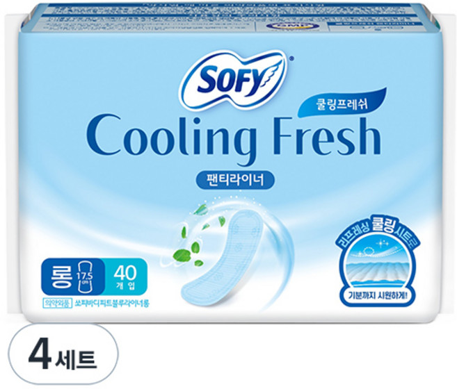 쏘피 쿨링프레쉬 팬티라이너, 롱, 40개입, 4세트