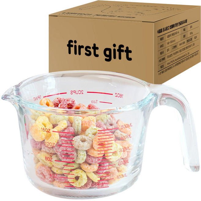 퍼기 내열유리 계량컵, 1개, 500ml, 투명