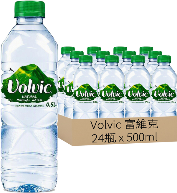 Volvic 富維克 台灣公司貨 天然礦泉水, 500ml, 24瓶