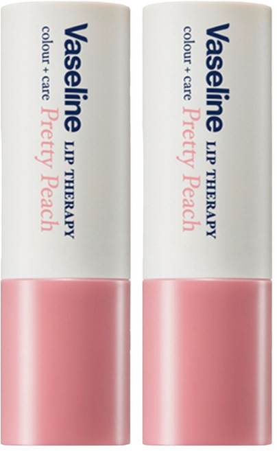 바세린 립 테라피 컬러 케어 립밤, 04 프리티 피치, 4.2g, 2개