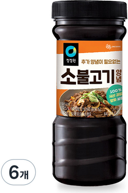 청정원 소불고기양념, 840g, 6개