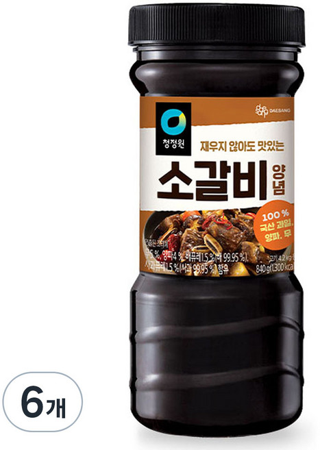 청정원 소갈비양념, 840g, 6개