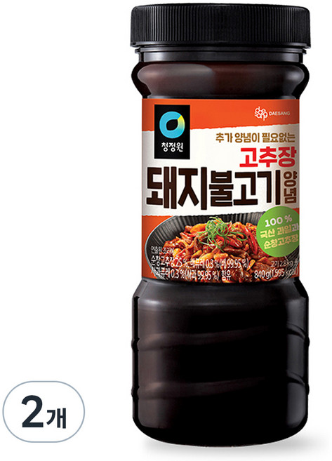청정원 고추장 돼지불고기 양념, 840g, 2개