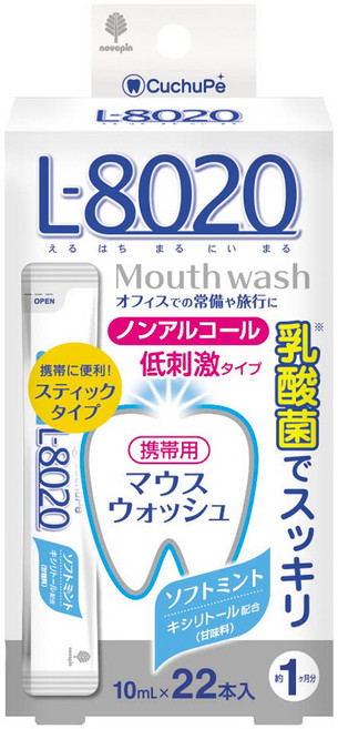 novopin 日本 L8020 清涼薄荷乳酸菌漱口水 22入 不含酒精, 220ml, 1盒