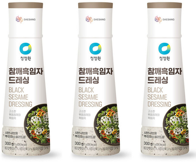 청정원 참깨흑임자 드레싱, 300g, 3개