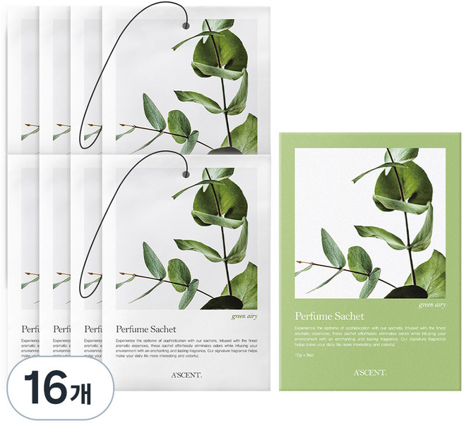 에이센트 퍼퓸 사쉐 M 본품, 10g, 16개, 그린에어리