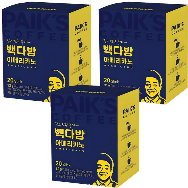 빽다방 아메리카노 스틱커피, 1.6g, 20개입, 3개