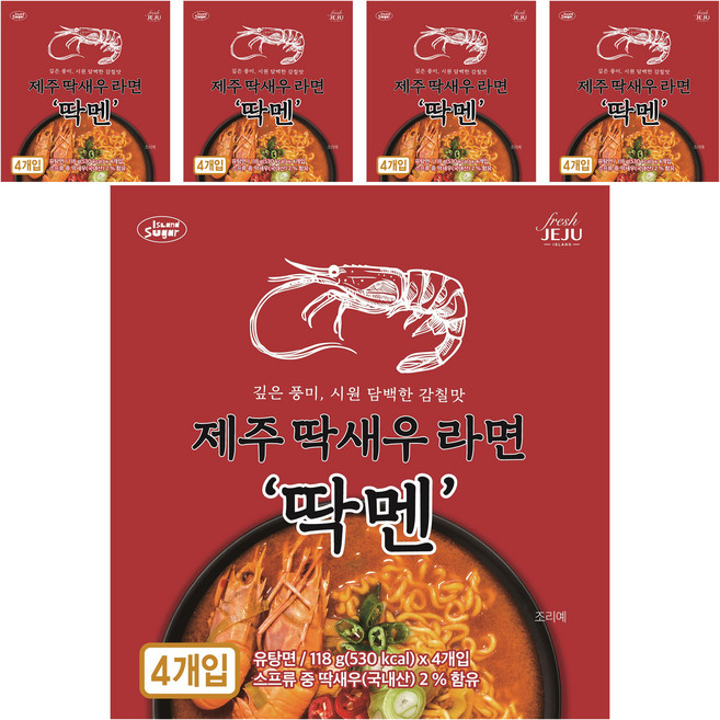 컬러슈가 제주딱새우라면 딱멘 118g, 20개