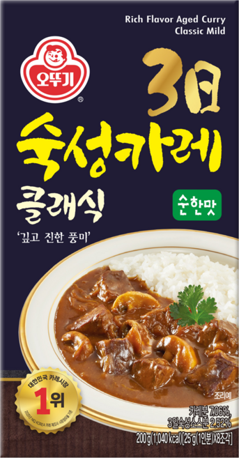 오뚜기 3일 숙성카레 클래식 고형 순한맛, 200g, 1개