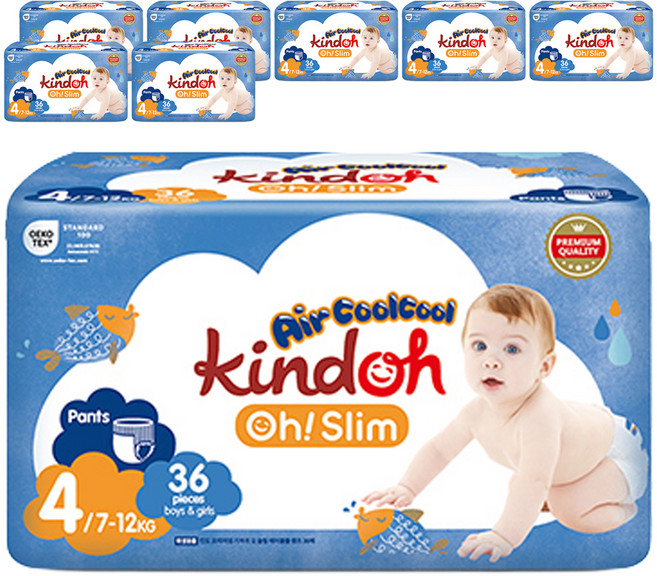 킨도 프리미엄 오슬림 에어쿨쿨 팬티형 기저귀, 4단계, 288매