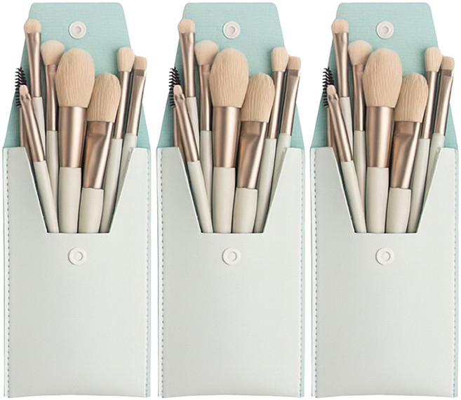 쭈니즈 메이크업 브러쉬 립 아이 블러셔 쉐딩 파우더 미니 브러쉬세트, 연파랑, 3개