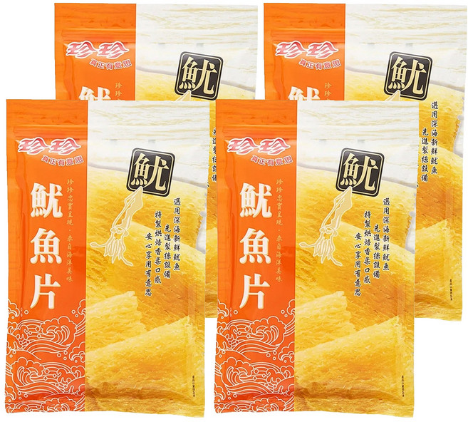 珍珍 魷魚片 新鮮魷魚 微波加熱後香氣四溢, 80g, 4包