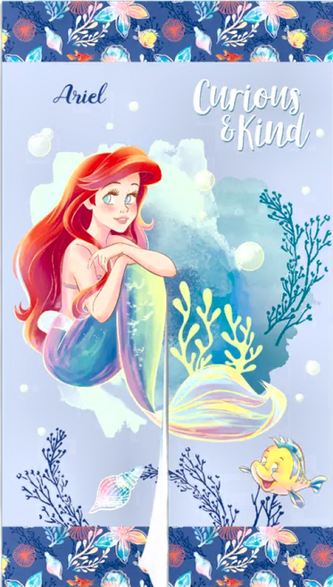 Disney 迪士尼 對開長門簾 DS-7302ARB, 小美人魚氣泡 藍色
