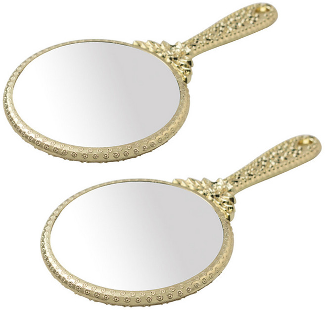 칠성산업 GS공주경원형 손거울 대형, 골드, 2개