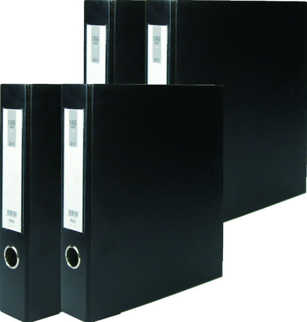 마이다스 D링 합지 바인더 명찰형 3공 A4 5cm, 흑색, 4개