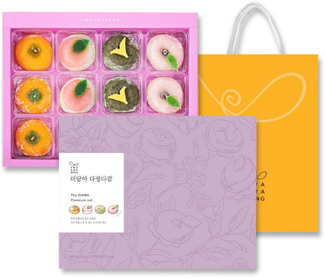 화과방 더담아 다정다감 찹쌀떡 선물세트 + 쇼핑백, 660g, 1세트