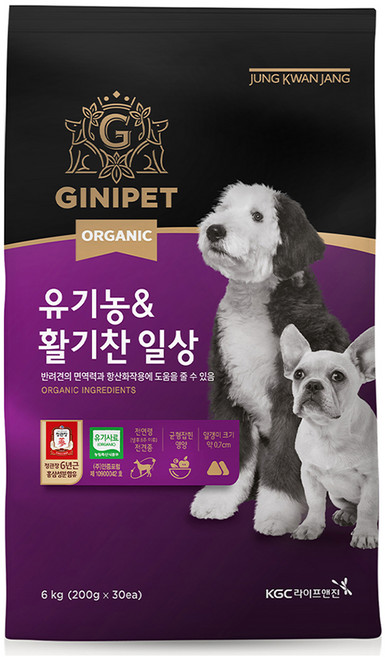 정관장지니펫 강아지 유기농 기능성 사료, 활력, 6kg, 1개