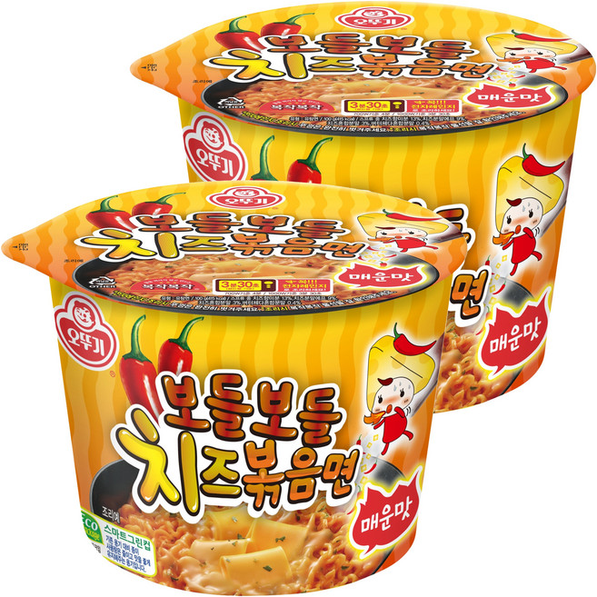 오뚜기 보들보들 치즈 볶음면 매운맛 용기 100g, 2개