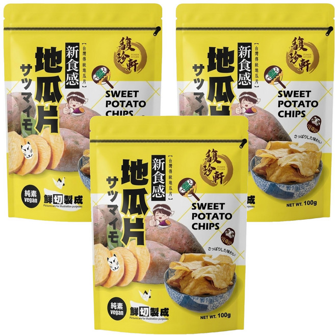 馥珍軒 新食感地瓜片, 100g, 3包