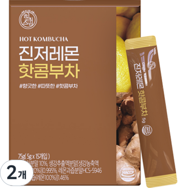 힐스랩 진저레몬 핫콤부차, 5g, 15개입, 2개