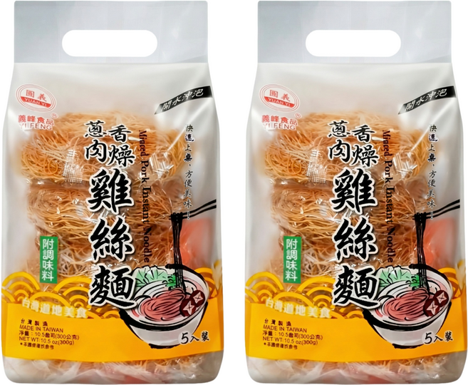 義峰食品 蔥香肉燥風味雞絲麵, 300g, 2袋