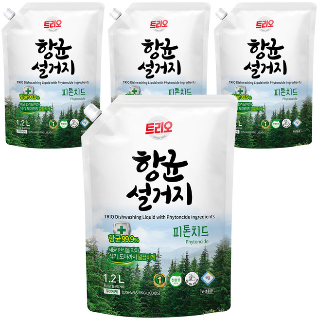 트리오 향균 설거지 리필, 1.2L, 4개