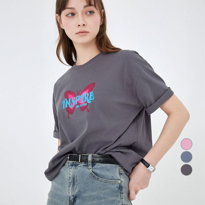 ELLE PARIS 여성용 루즈핏 Inspire 반팔 티셔츠