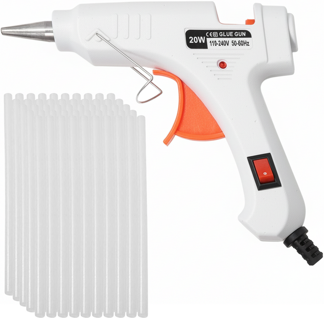 熱熔膠槍 + 熱熔膠條 50條 白色, 1組