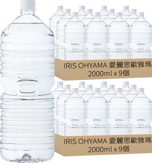 IRIS OHYAMA 愛麗思歐雅瑪 富士山天然水 環保無標籤款, 18個, 2000ml