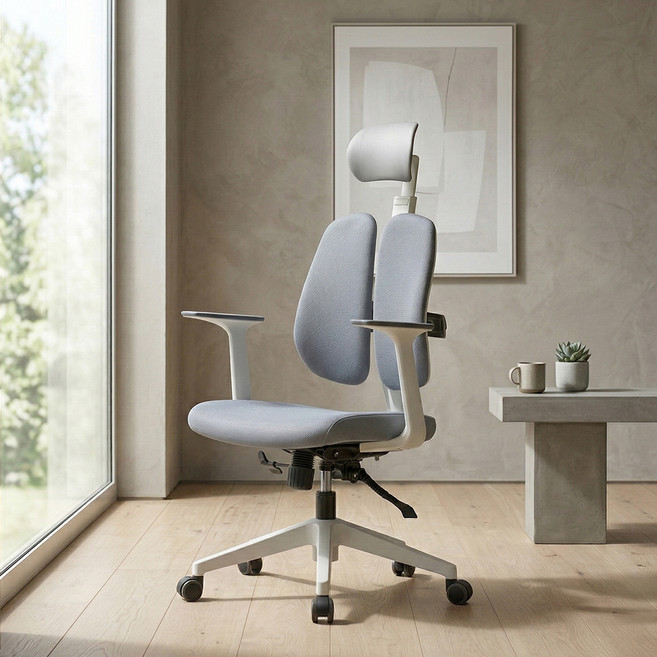 듀오백 사무용 컴퓨터 책상 의자 D-ZERO-AW, 그레이