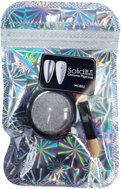 이세상 메탈 광채 미러 네일 파우더, 실버, 1개