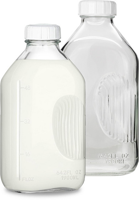 미르코리아 사각 밀폐 갤런 눈금 유리병, 1.9L, 2개