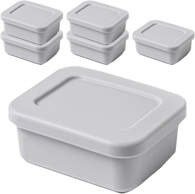 키친팩토리 파스텔 실리콘 사각 밀폐용기 그레이 150ml, 6개, 단품