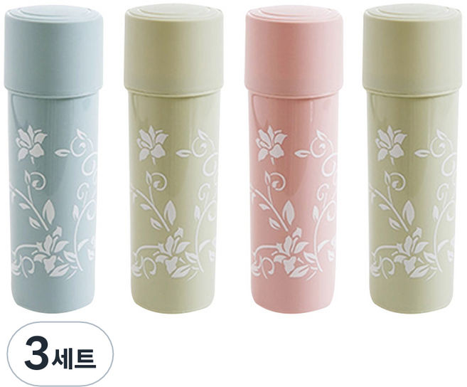 에버하우스 심플플라워 칫솔케이스 5.5 x 19 cm, 믹스컬러, 3세트