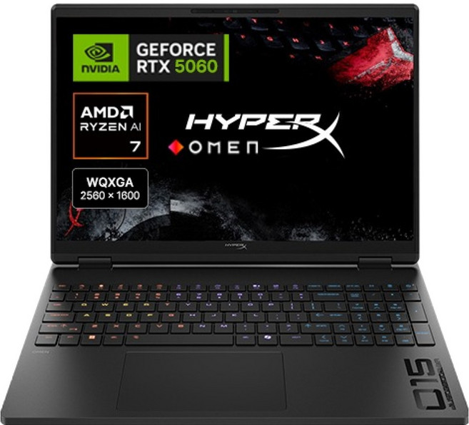 HP 2026 하이퍼엑스 오멘 15 라이젠 AI 라이젠 AI 400 시리즈 지포스 RTX 5060, 쉐도우 블랙, 15-gb0163AX, 512GB, 16GB, Free DOS