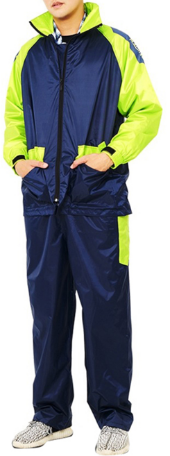 TDN RACING 風行競速兩件式套裝 3XL 海軍藍 防水透氣機車雨衣