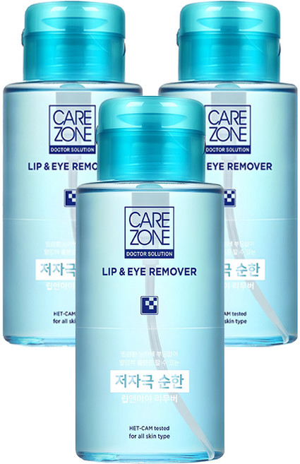 케어존 저자극 립 앤 아이리무버, 300ml, 3개
