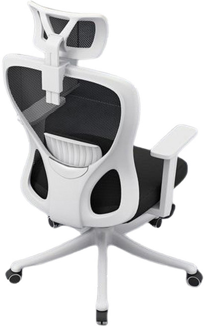 SEAT SET 辦公椅 OCA8 13kg 白框 人體工學設計 透氣網布 可調節高度, 黑色 + 白色